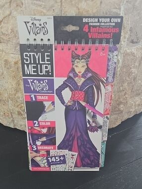 Brand New Disney Villains Style Me Up Fashion Design Sketchbook & 145+ Stickers